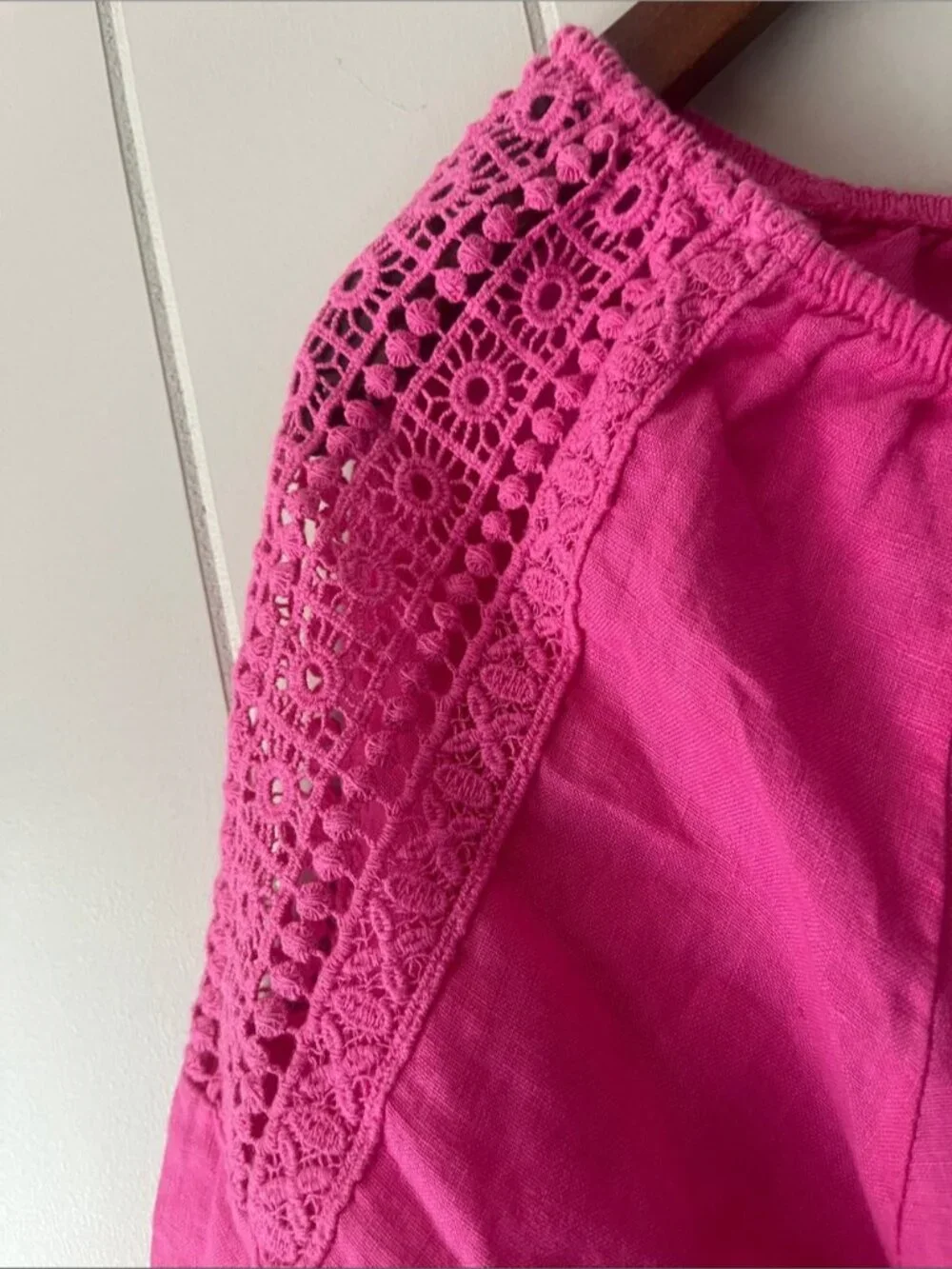 Women's Pink Crochet Shoulder Top - Picture 5 of 5